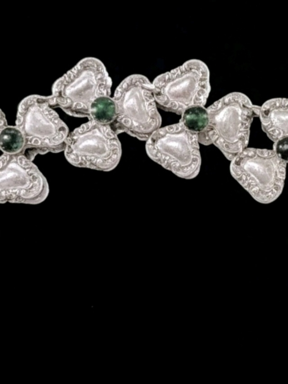 Vintage Rubens Sterling Silver Link Bracelet Green Stones